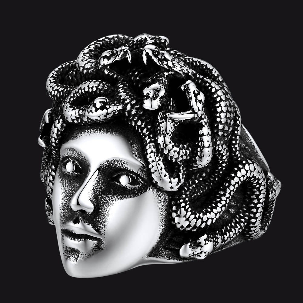 Mythology Medusa Snake Stainless Steel Ring Men Women