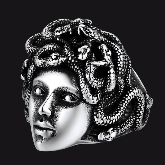 Mythology Medusa Snake Stainless Steel Ring Men Women