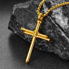 Colar de cruz de esmalte preto cristão para homens e mulheres