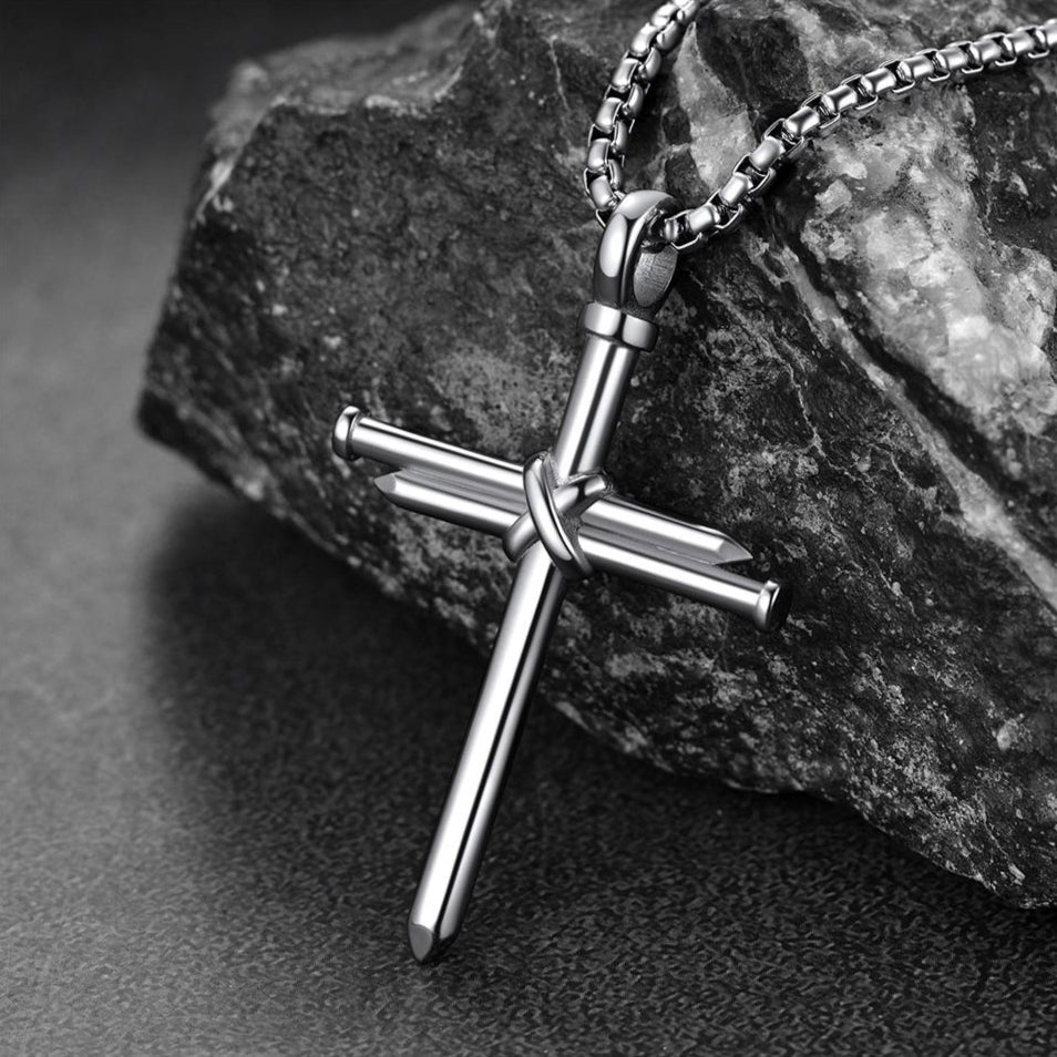 Christliche Nagelkreuz-Anhänger-Halskette für Herren