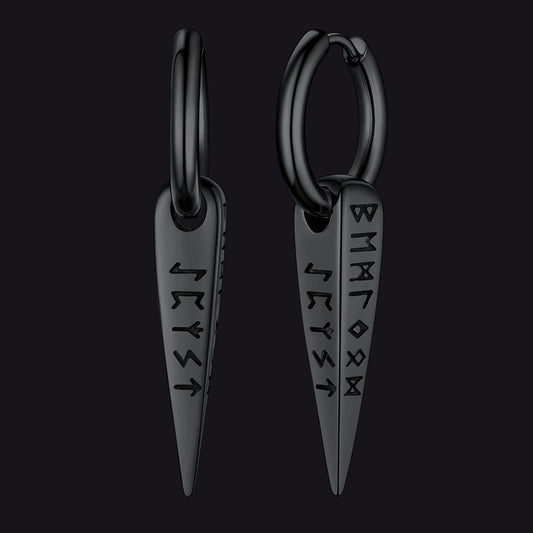 Brincos de argola pendentes com runas vikings nórdicas para homens