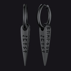 Norse Viking Runes Dangle Hoop Earrings For Men