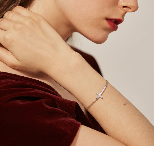 casaivy Sterling Silber Seitliches Kreuz / Armband