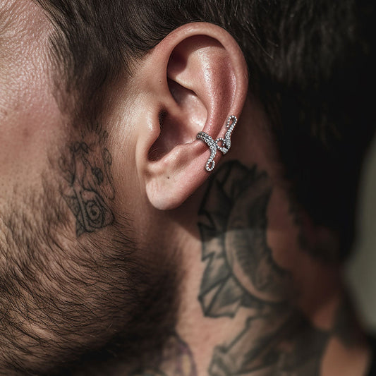 Brincos Ear Cuff de Polvo em Prata de Lei para Homens
