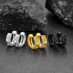Brincos de argola Huggie com caveira de zircônia cúbica para homens