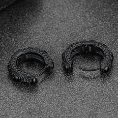 Brincos de argola Huggie com caveira de zircônia cúbica para homens