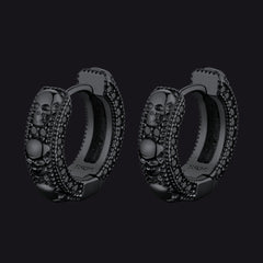 Brincos de argola Huggie com caveira de zircônia cúbica para homens