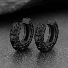 Brincos de argola Huggie com caveira de zircônia cúbica para homens