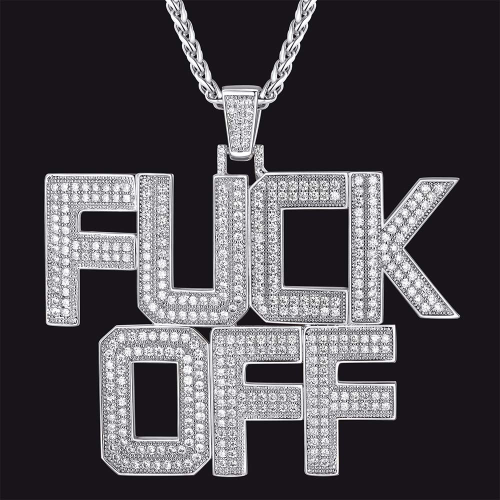 casaivy F*CK Off Hip Hop Letter Pendant Necklace for Men