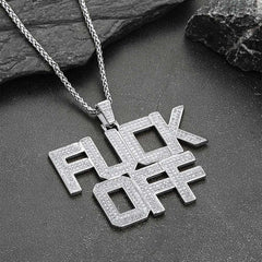 casaivy F*CK Off Hip Hop Letter Pendant Necklace for Men