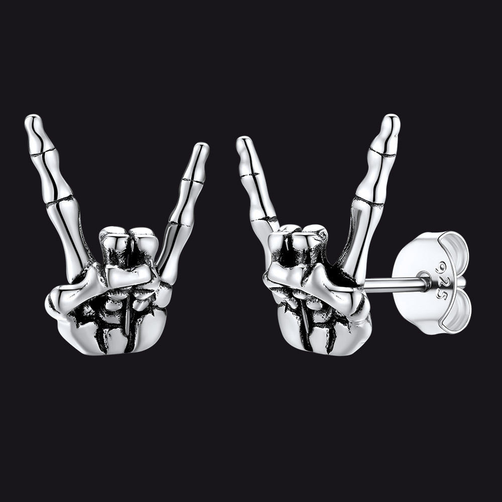 Brincos de esqueleto Rock Hand para homens
