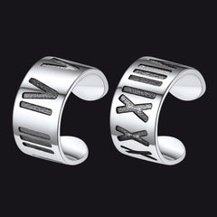 Sterling Silver Roman Numerals Non Pierced Ear Cuff Earrings Clip for Men