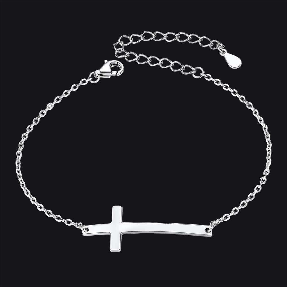 casaivy Sterling Silber Seitliches Kreuz / Armband