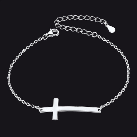 casaivy Sterling Silber Seitliches Kreuz / Armband