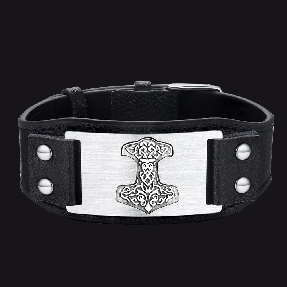 Wikinger Thors Hammer Manschette Lederarmband Sohn Armband