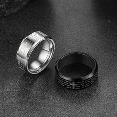 Anel masculino de carboneto de tungstênio com oração do Senhor Cristão 8 mm