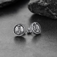Brincos de pino Viking Rune de prata esterlina Viking Thors Hammer com runas em