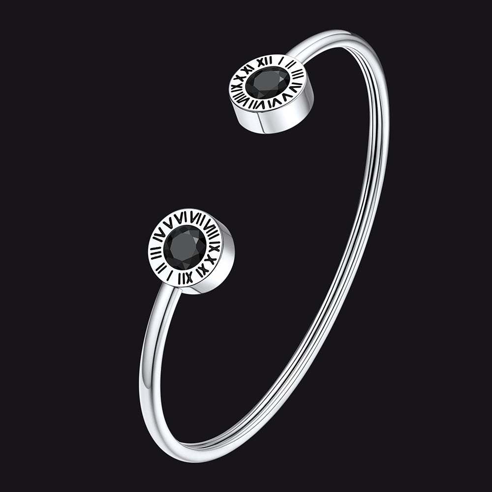 Pulseiras com pedras de nascimento e algarismos romanos