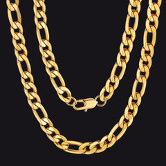 Figaro-Gliederkette, kubanische Halskette für Männer und Frauen, 4/6/9/13 mm Breite