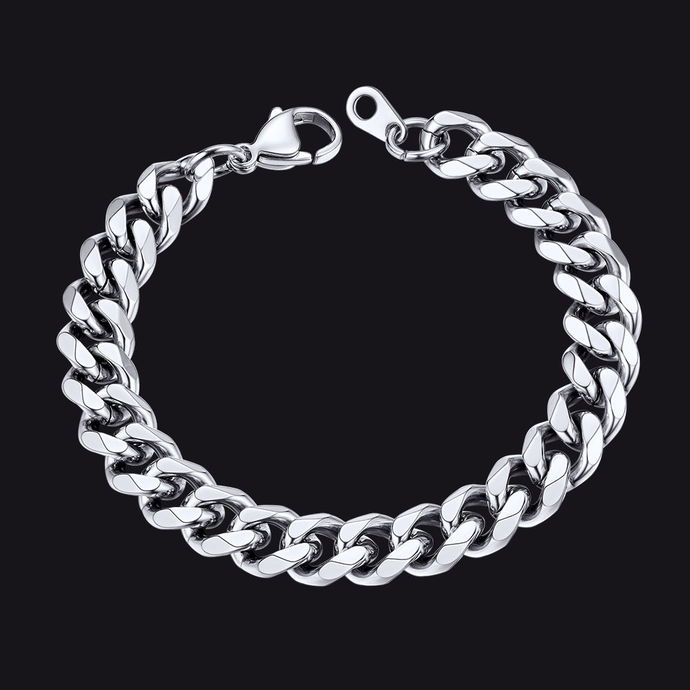 Unisex 9MM Chunky Cuban Link Chain Bracelets Gift Bracelet