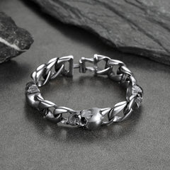 Gothic Totenkopf Kubanisches Kettenarmband