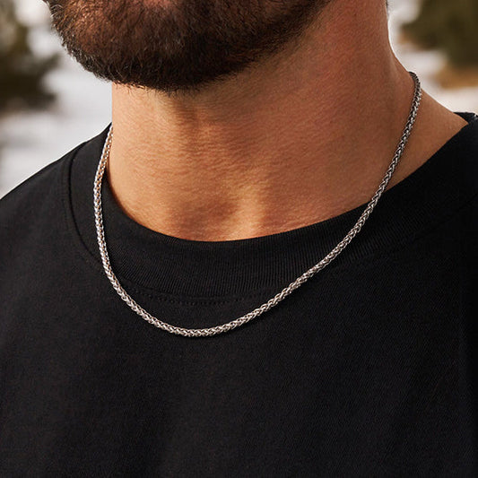 Dünne Spiga-Weizenkette für Männer und Frauen, 3 mm breit