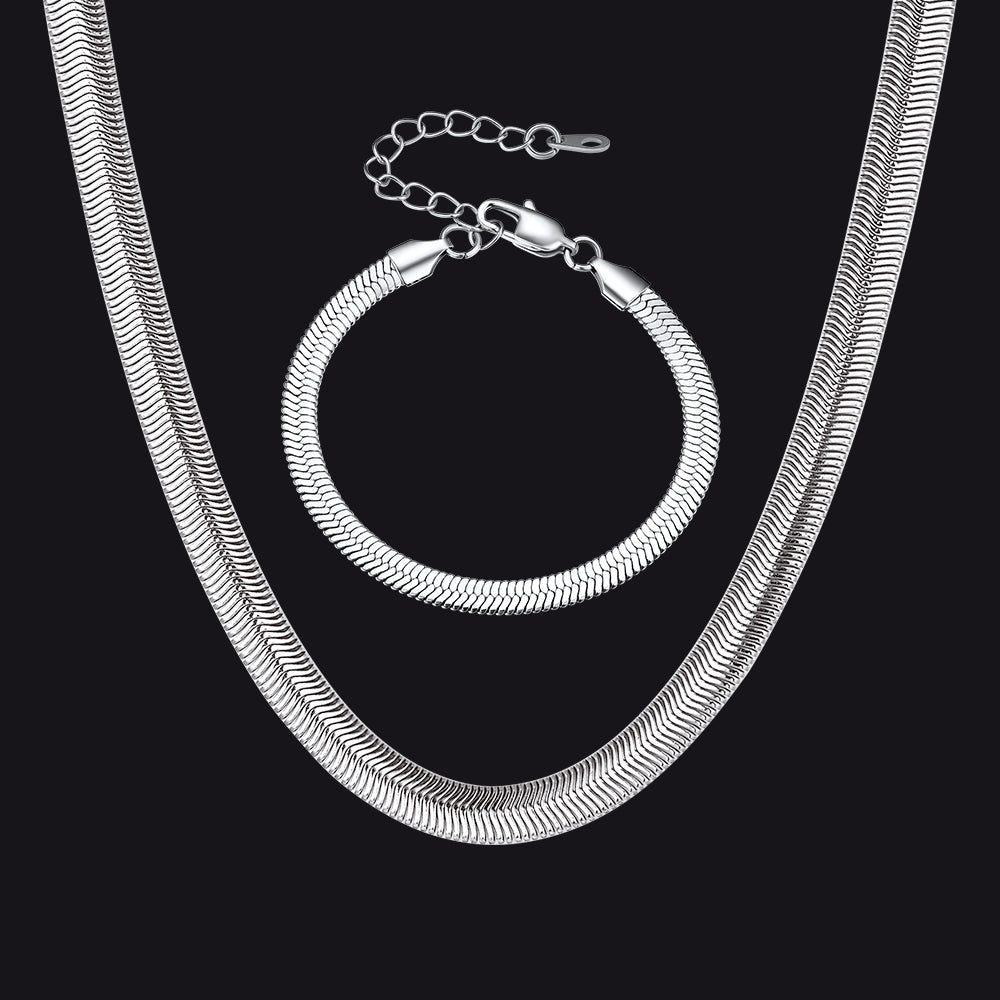 Schlangenketten-Set mit Halskette und Armband für Herren