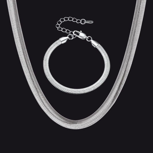 Schlangenketten-Set mit Halskette und Armband für Herren