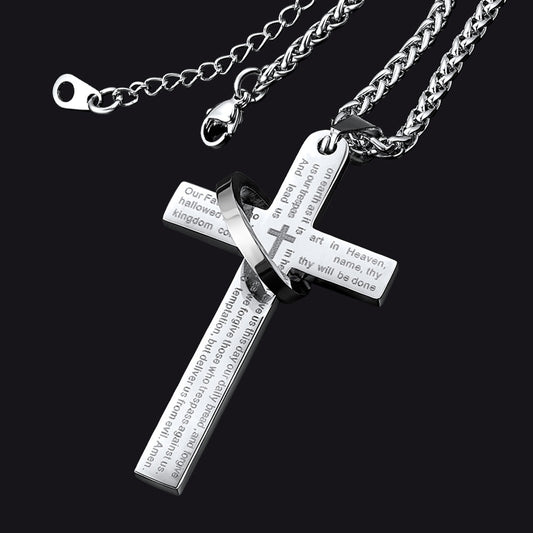 Lords Prayer Kreuz Halskette Halo Ring Männer