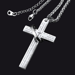 Colar com cruz e anel de oração do Senhor Halo para homens