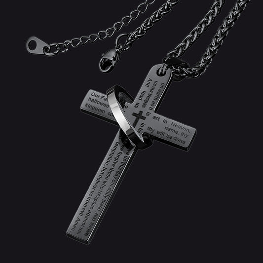 Lords Prayer Kreuz Halskette Halo Ring Männer