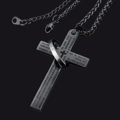 Colar com cruz e anel de oração do Senhor Halo para homens