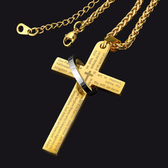 Colar com cruz e anel de oração do Senhor Halo para homens