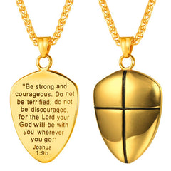 Christliches Kreuz Joshua 19 Schild Halskette Männer