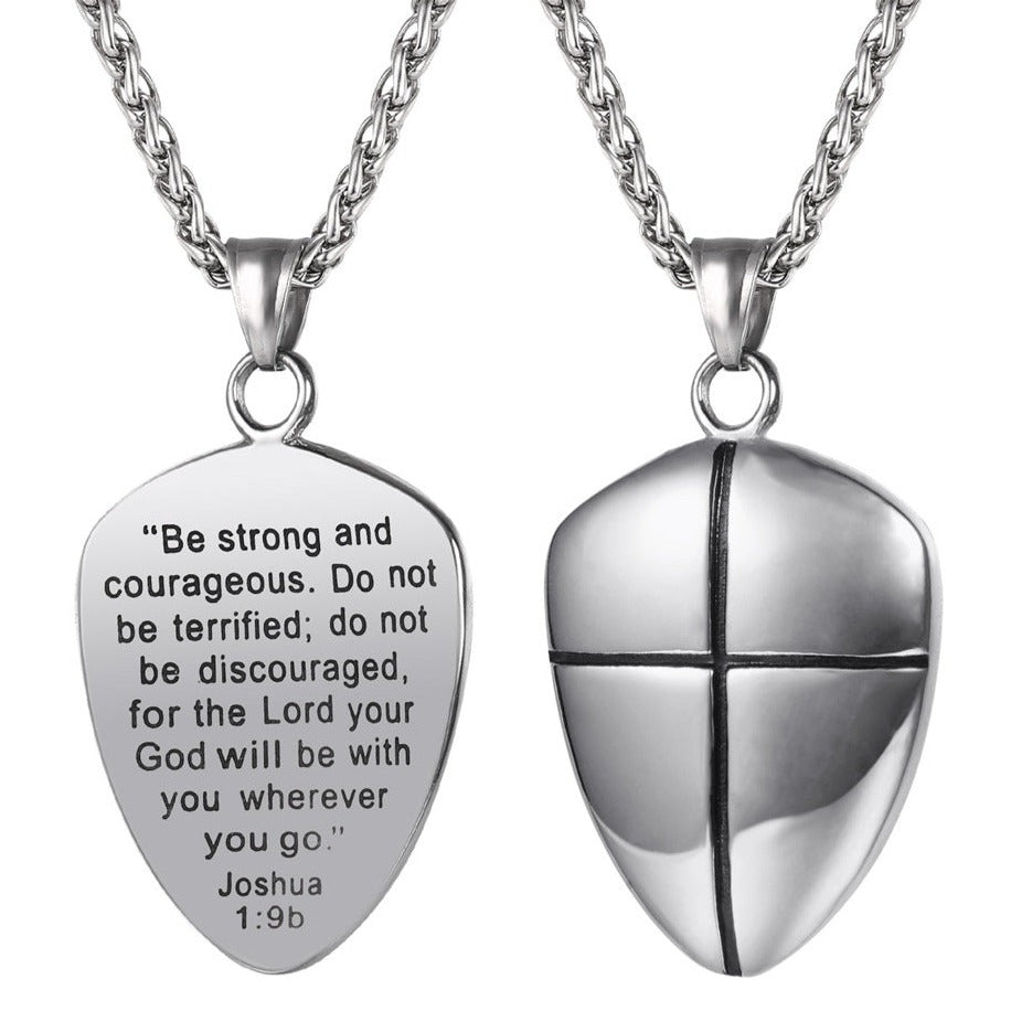 Christliches Kreuz Joshua 19 Schild Halskette Männer