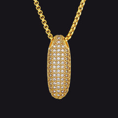 Colar com corrente inicial e letras em formato de bolha de zircônia cúbica dourada e caixa de rolo para mulheres