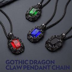 Colar de cristal com garra de dragão e caveira gótica masculino