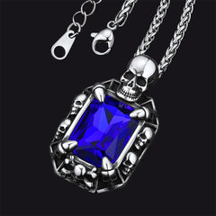 Colar de cristal com garra de dragão e caveira gótica masculino