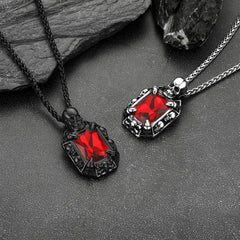 Colar de cristal com garra de dragão e caveira gótica masculino
