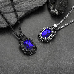Colar de cristal com garra de dragão e caveira gótica masculino