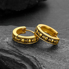Brincos de argola Huggie com caveira gótica para homens e mulheres