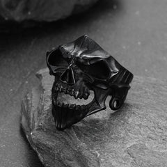 Anéis de motociclista com caveira gótica para homens em aço inoxidável