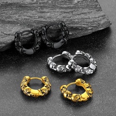 Sterling Silber Totenkopf Creolen Huugie für Herren