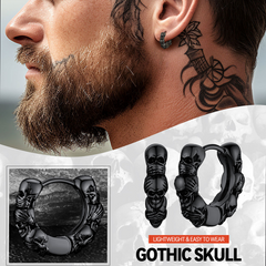 Sterling Silber Totenkopf Creolen Huugie für Herren