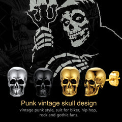 Brincos de caveira góticos punk para homens