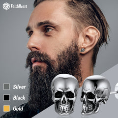 Brincos de caveira góticos punk para homens