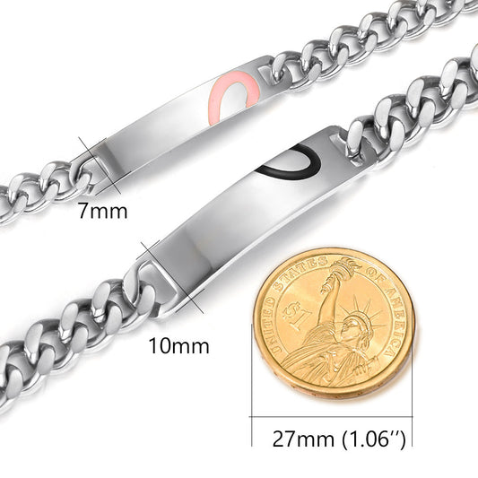 Pulseira de casal com gravura personalizada em formato de coração para namorada