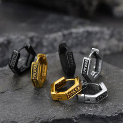 Norse Viking Runes Dangle Hoop Earrings For Men