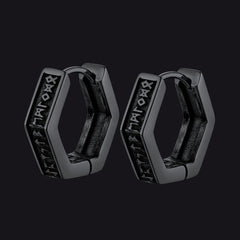 Norse Viking Runes Dangle Hoop Earrings For Men