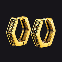 Norse Viking Runes Dangle Hoop Earrings For Men
